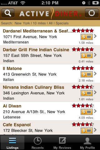 ActiveDiner iPhone Listing