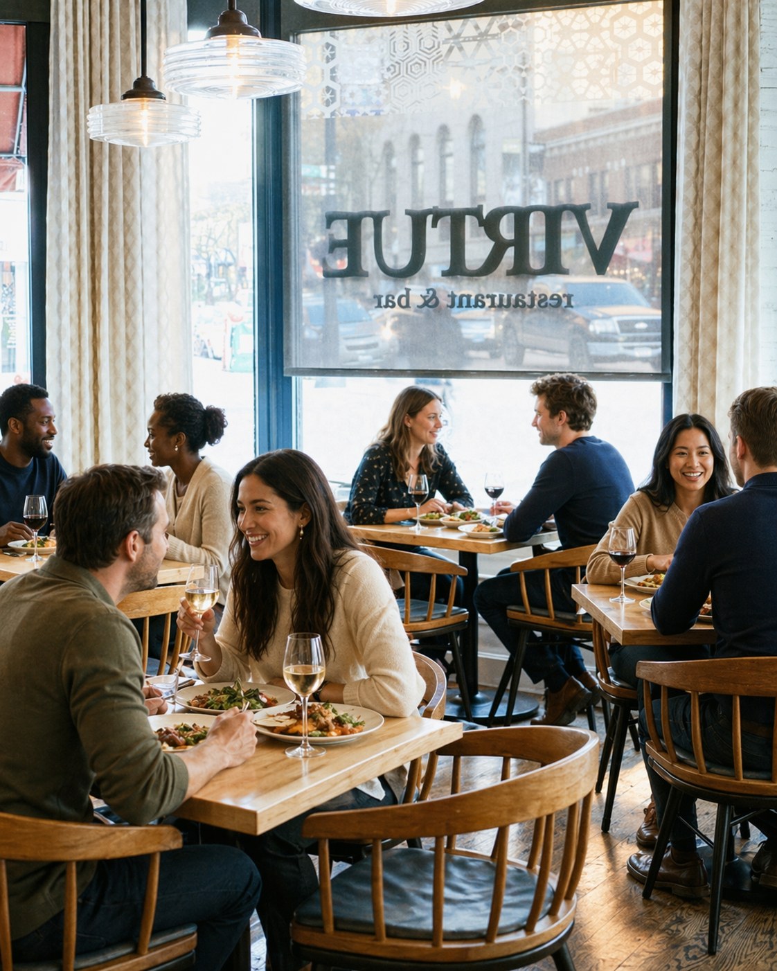 Virtue — Southern comfort plates in a striking Hyde Park dining room