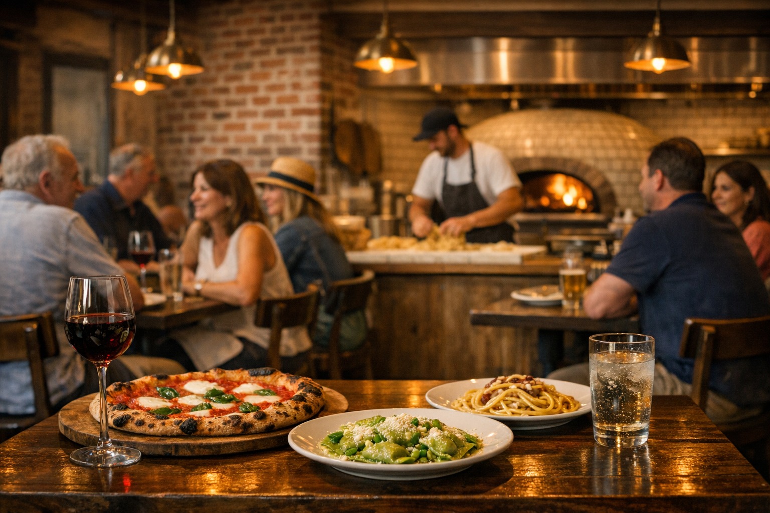 Prato — rustic Italian dining room with wood-burning oven on Park Avenue
