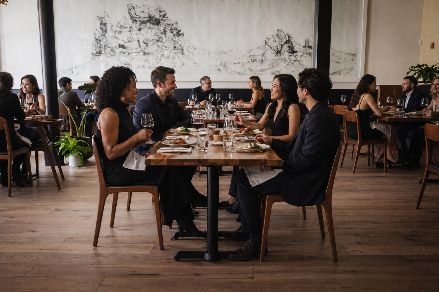 Mister Jiu's — roast duck for two on an elegant lantern-lit dining table